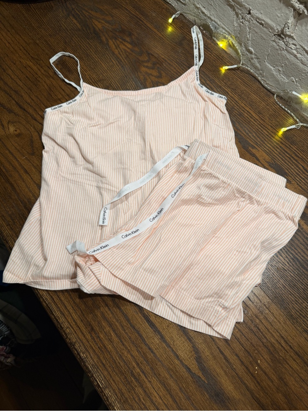 Calvin Klein Soft Pink Stripe Cami & Shorts Pajama Set